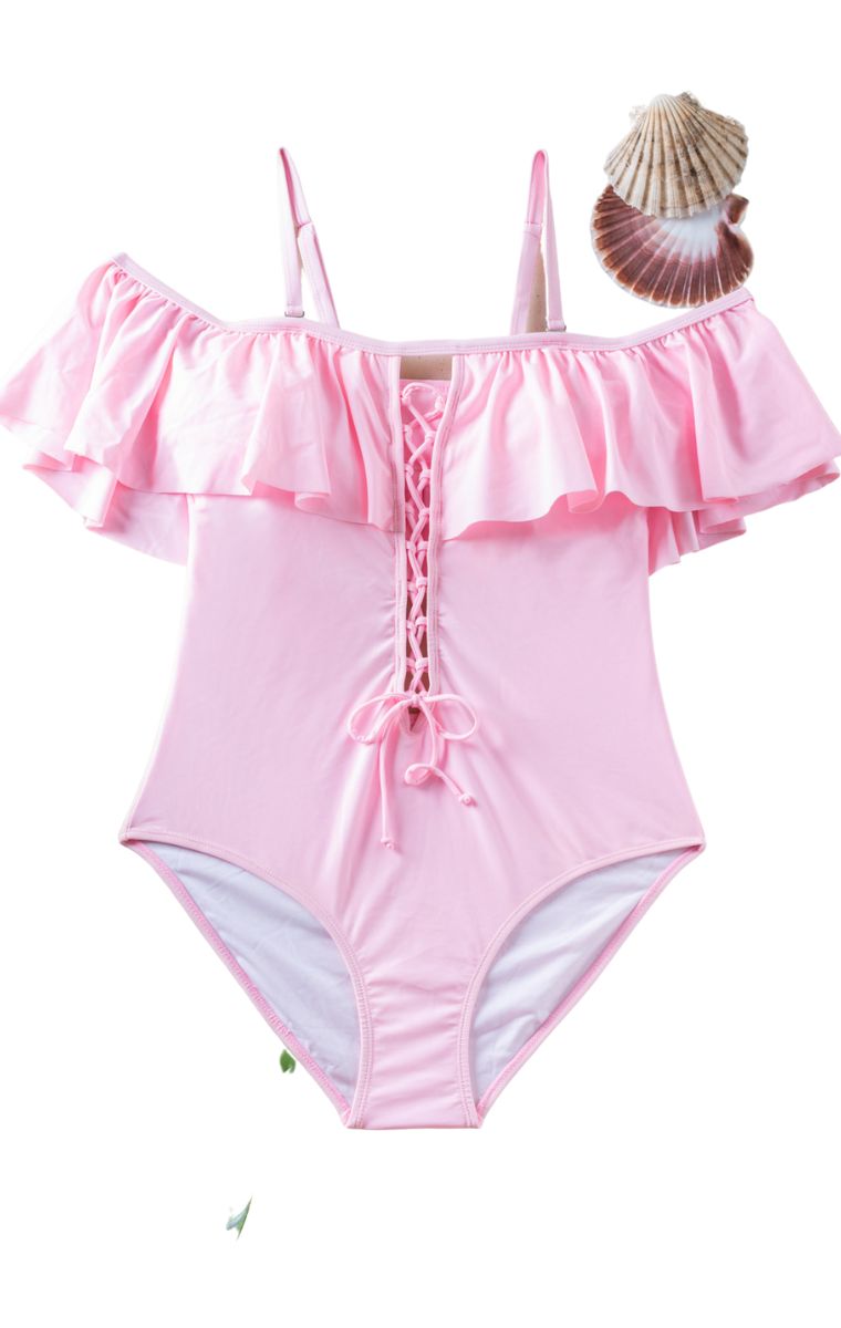  Ροζ Ολόσωμο Μαγιό Plus Size - Ροζ - LC2212-Ροζ-L 2025