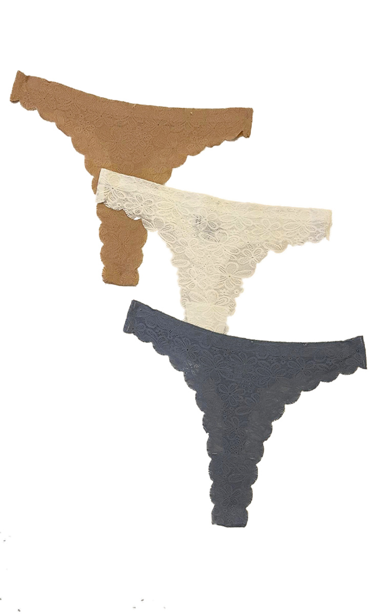  Laser Cut Δαντελένια String Σετ 3 τεμαχίων - Πολύχρωμο - LC90752-Πολύχρωμο-L 2025