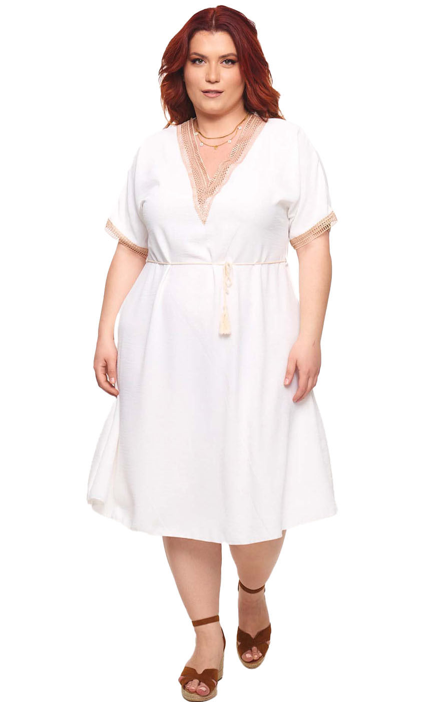 Plus Size Φόρεμα Grecian - Λευκό - LC1000-Λευκό-One Size