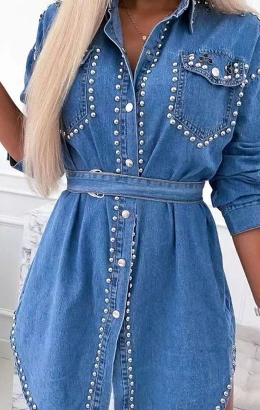  Denim Φόρεμα Με Τρουκς - Blue‌‌ Jean - LC17160-Blue Jean-One Size 2025