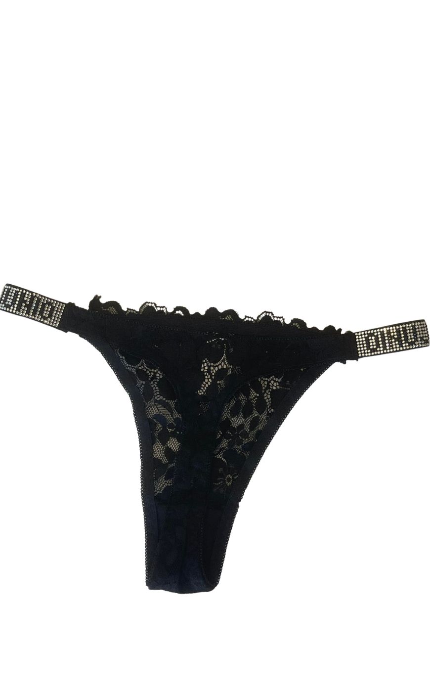 String Δαντέλας με Στρας Sandra – Μαύρο – LC90906673-Μαύρο-S/M